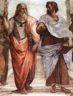 Barba-en-la-escuela-de-Atenas-Platón-y-Aristóteles