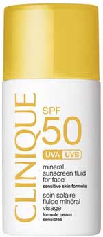 El mejor protector solar para pieles grasas: CLINIQUE, Líquido facial mineral protector solar, Unisex, SPF50